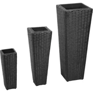 image of Vidaxl - Garden Raised Beds 3 pcs Poly Rattan Black Black