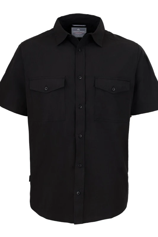 Image of Craghoppers Craghoppers Men 'Expert Kiwi' Short Sleeved Shirt in Black Size: Small Black S Male 5054904639007
