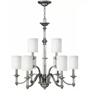 Image of Loops - 9 Bulb Chandelier Hanging Pendant LIght Brushed Nickel LED E14 60W Bulb