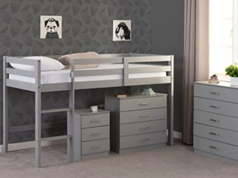 Image of Seconique Panama Grey Wooden Mid Sleeper Bed Frame - 3ft Single