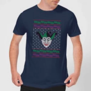 Image of DC Joker Knit Mens Christmas T-Shirt - Navy - L