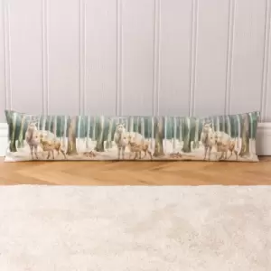 Image of Evans Lichfield Stag Scene Teal Draught Excluder Teal (Blue)