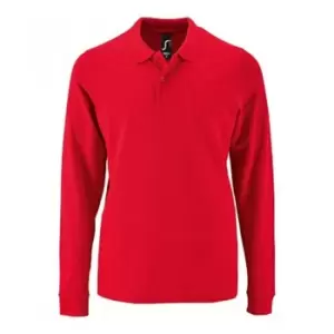Image of SOLS Mens Perfect Long Sleeve Pique Polo Shirt (3XL) (Red)