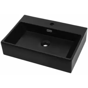 Basin with Faucet Hole Ceramic Black 76x42.5x14.5cm Vidaxl Black