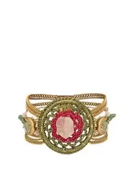 image of Bibi Bijoux Gold Multi 'Dreamcatcher' Crochet Bracelet, Gold, Women