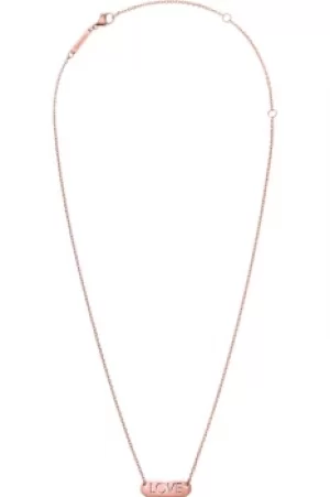 Image of Ladies Calvin Klein Rose Gold Plated Love Message Necklace KJ7CPN100200