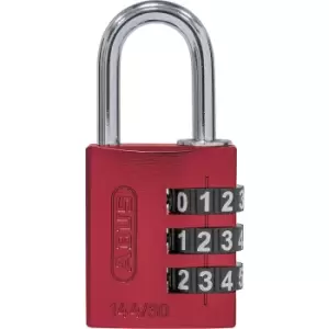 image of ABUS Combination lock, aluminium, 144/30 lock tag, pack of 6, red