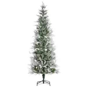 image of Christmas Tree Pencil Snow Flocked 6' with Realistic Cypress Branches - HOMCOM TJ Hughes