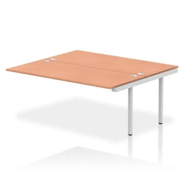 Image of Impulse Bench Dynamic Impulse W1800 x D1600 x H750mm Back to Back Bench Desk 2 Person Extension Kit Beech Finish Silver Frame - IB00424 IB00424