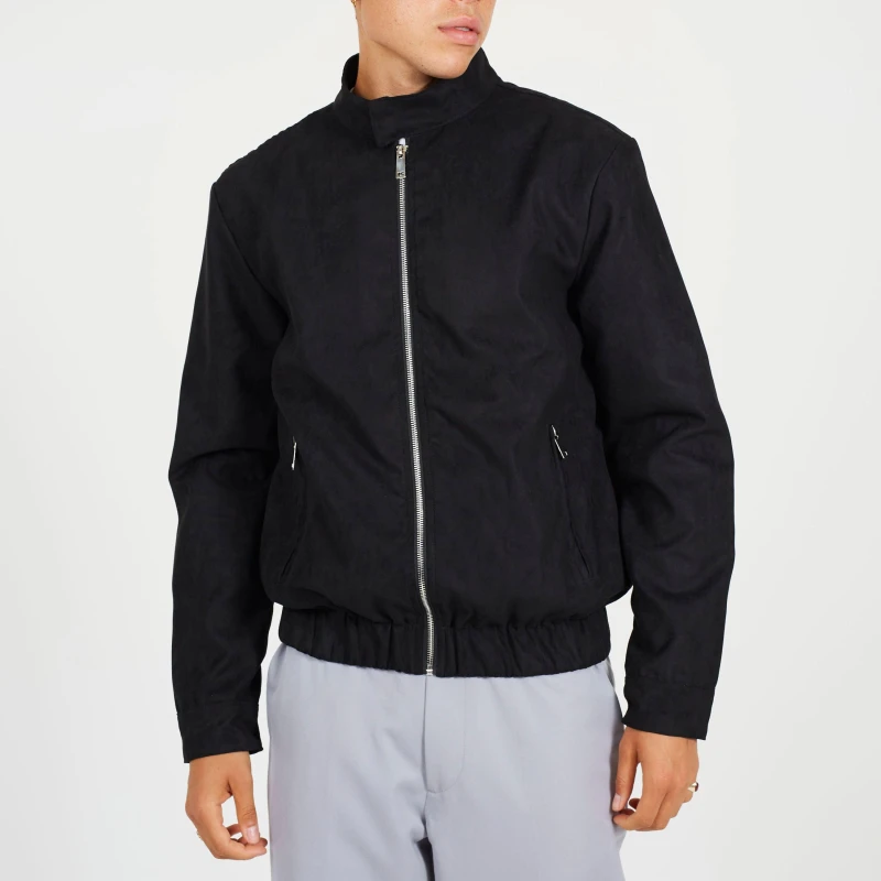 Image of Brave Soul Brave Soul Men Faux Suede Bomber Jacket in Black Size: X-Large Black XL Male 5063487073481