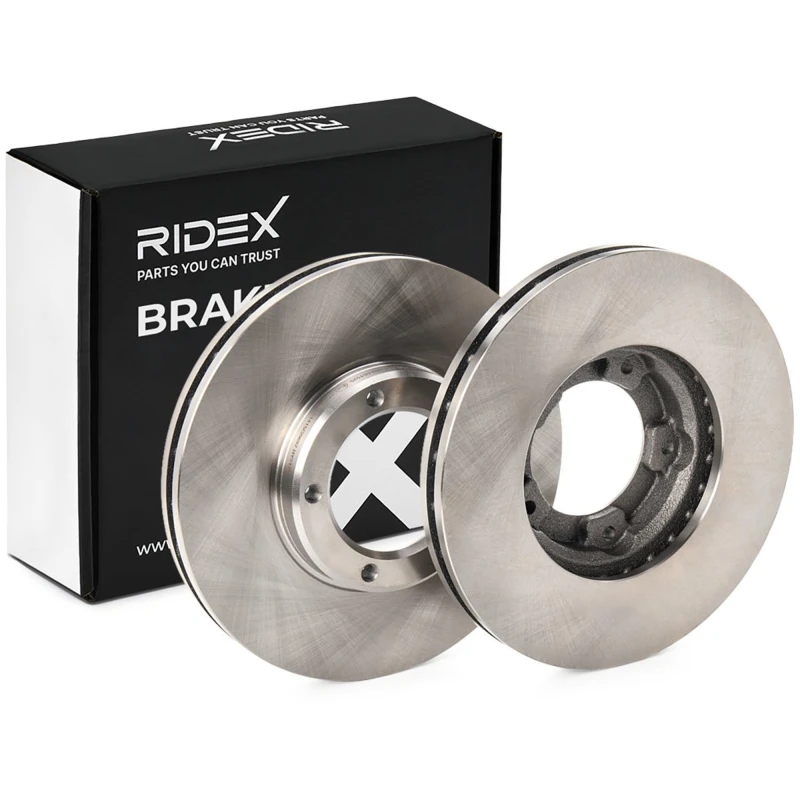 Image of RIDEX 82B1036 Brake disc Front Axle, Vented, Cast Iron, Uncoated, Untreated, without bolts/screws Cast Iron Brake Disc (82)