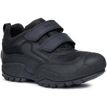 image of Geox New Savage Boys Junior Waterproof Rip Tape School Shoes boys's Childrens Shoes Trainers in Black