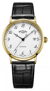 image of Rotary Mens 9ct Gold Case Buckingham GS11476/18 Watch