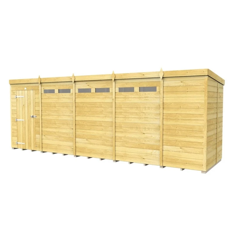 Image of Buttercup Farm 19 x 5 Feet Pent Security Shed - Single Door - L147 x W560 x H201cm in Brown Brown Unisex