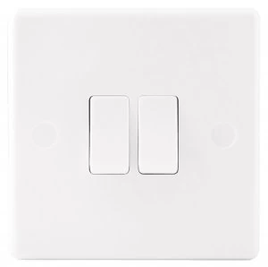 image of Wickes 10A Light Switch 2 Gang 2 Way White Slimline