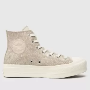 image of Converse Beige All Star Lift Croco Trainers