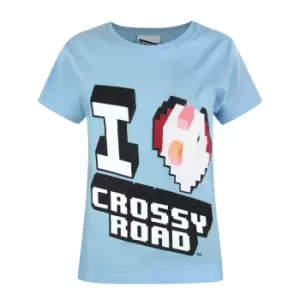Image of Crossy Road Childrens Girls I Love Crossy Road T-Shirt (5-6 Years) (Blue)