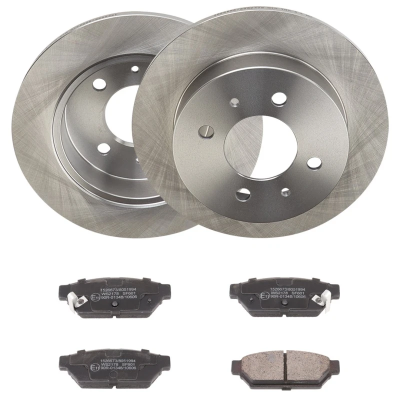 Image of RIDEX 3405B2148 Brake disc and pads set Rear Axle, Brake Disc Type: solid, with acoustic wear warning Brake Set,disc brakes (3405)
