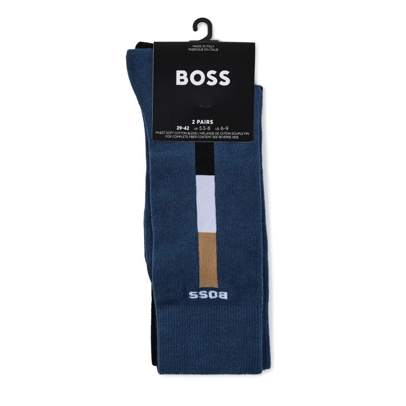 Image of Boss Boss 2p Rs Iconic Stripe 10267131 0 Crew Socks 5-8.5 Black 43288441055