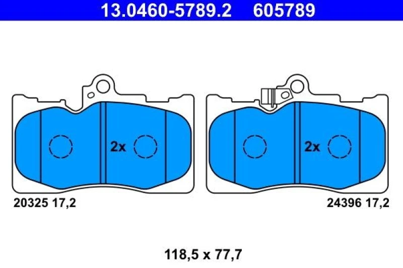 Image of ATE 13.0460-5789.2 Brake pad set with acoustic wear warning Brake Pad Set,disc brake (402)