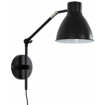 image of Black Stem Wall Light Adjustable Shade - No Bulb