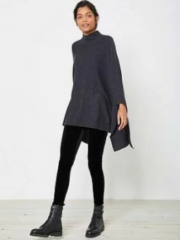 Image of Mint Velvet Knitted Poncho - Charcoal, Size XS, Women