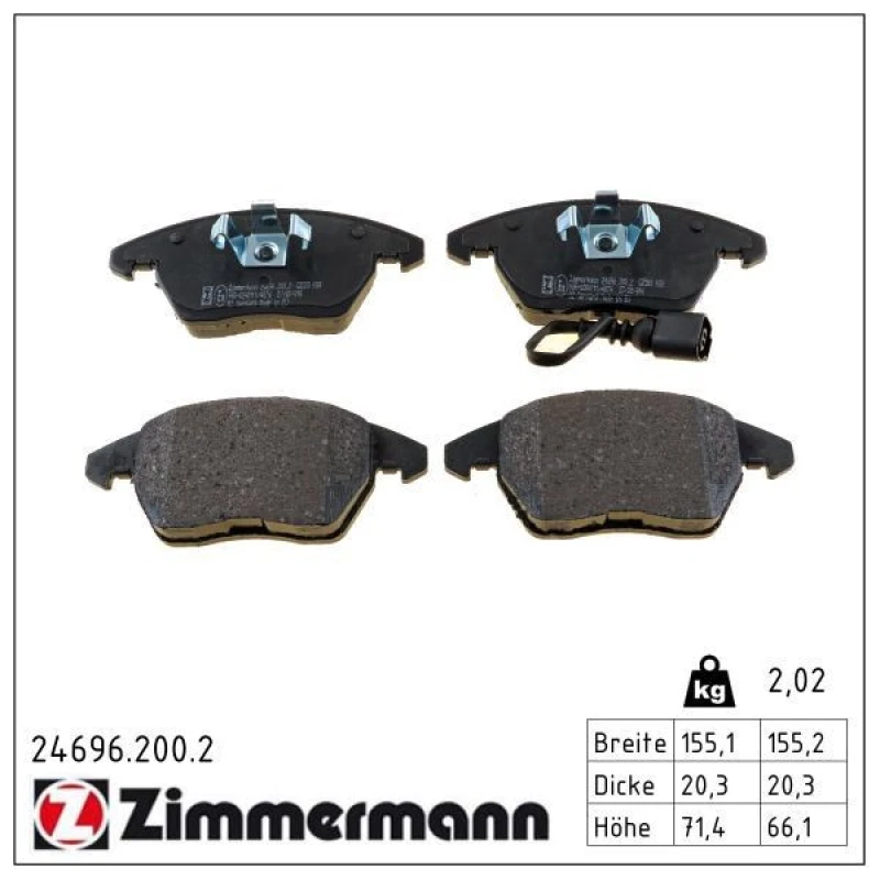 Image of ZIMMERMANN Brake pad set ZIMMERMANN 24696.200.2