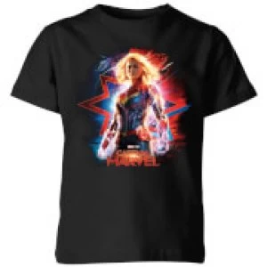 Image of Captain Marvel Poster Kids T-Shirt - Black - 11-12 Years