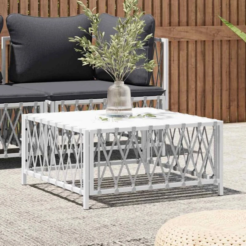 Image of VIDAXL Garden Table White 70x70x34cm Woven Fabric vidaXL 8720845787400