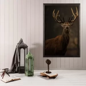 Image of Stag Horn XL Multicolor Decorative Framed Wooden Painting