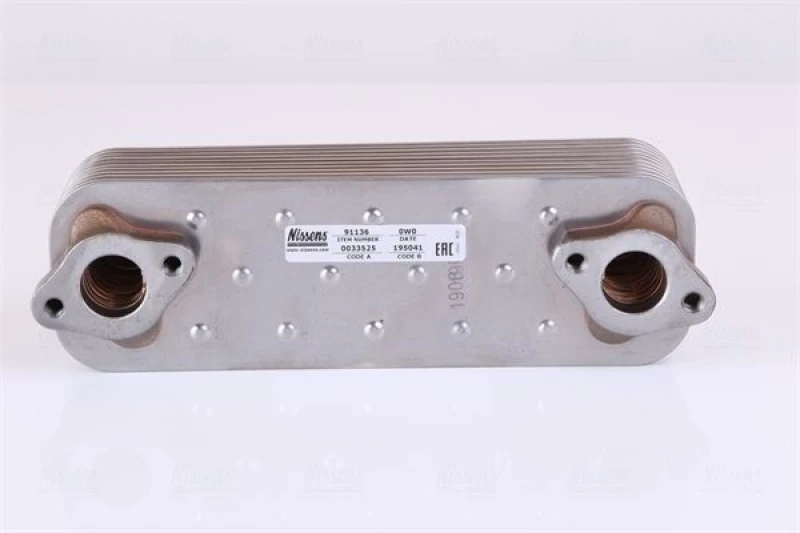 Image of NISSENS 91136 Oil Cooler without filter, without gaskets/seals Steel Oil Cooler,engine oil (469)