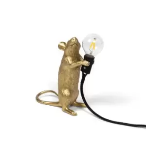 image of Seletti Standing Mouse Lamp - Gold