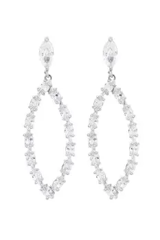 image of Rhodium Plated Cubic Zirconia Open Earrings