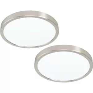 Image of 2 PACK Ceiling Light Satin Nickel 285mm Round Surface Mounted 20W LED 4000K