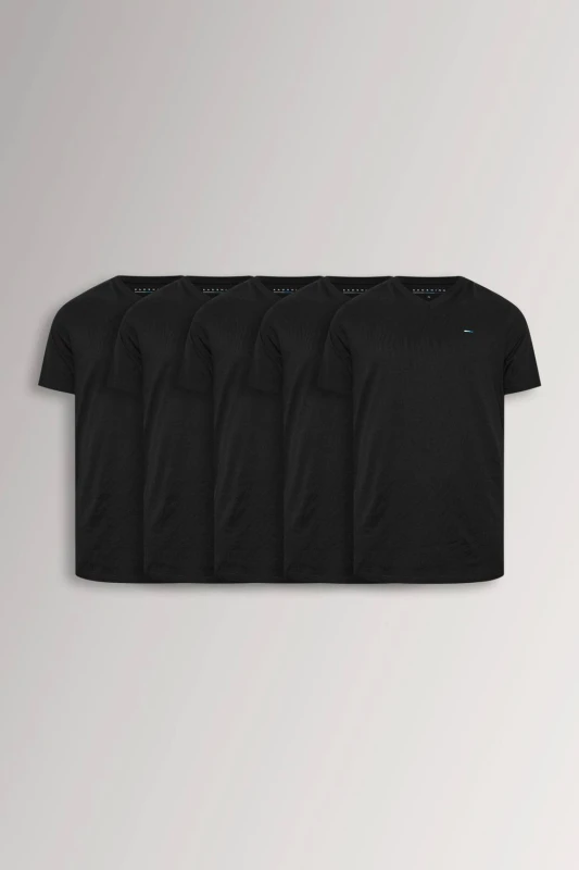 Image of BadRhino BadRhino Men 5 Pack Extra Long V-Neck T-Shirts in Black Size: X-Large Black 1XL Male 5063589856456