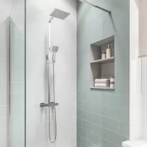 image of Thermostatic Mixer Bar Shower with Square Overhead & Handset - Koto