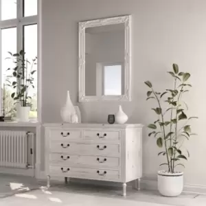 Image of White Painted Wooden Frame Accent Mirror 105 X 75Cm