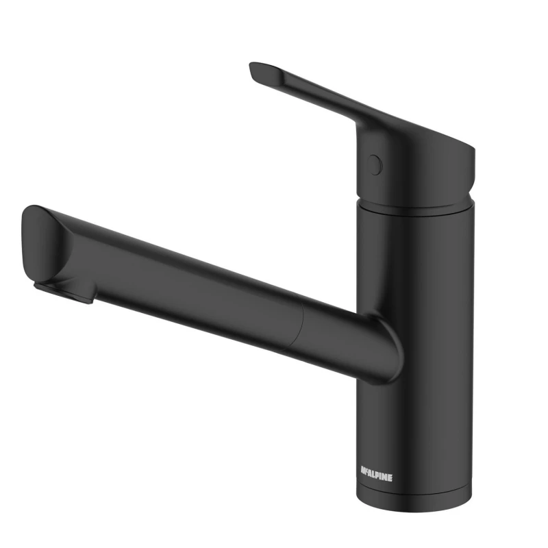 Image of McAlpine McAlpine Nethy Top Lever Pullout Kitchen Mixer Tap - Matte Black Black