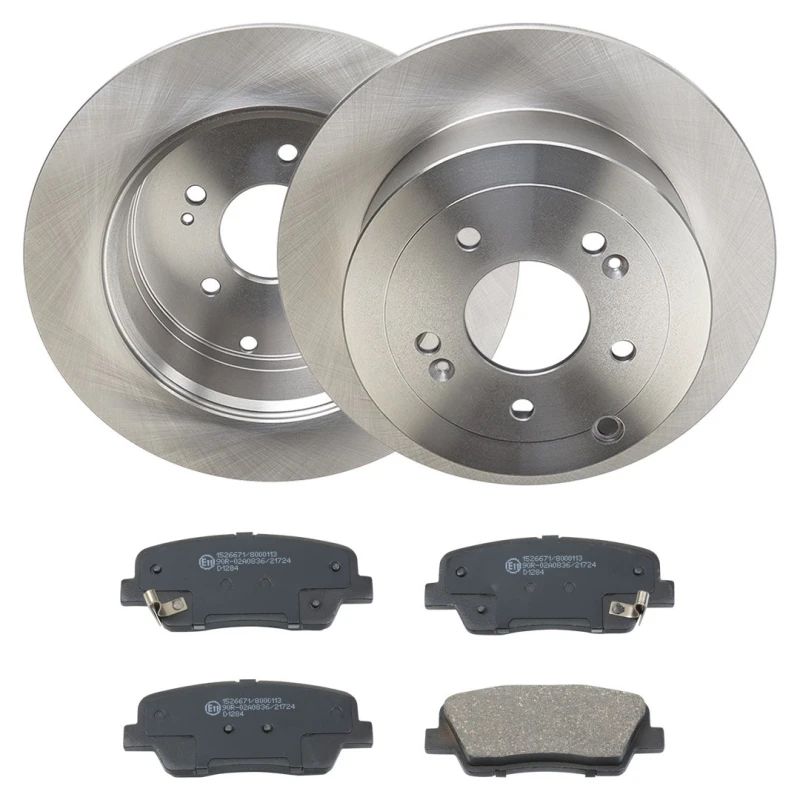 Image of RIDEX 3405B2288 Brake disc and pads set Rear Axle, Brake Disc Type: solid, with acoustic wear warning Brake Set,disc brakes (3405)