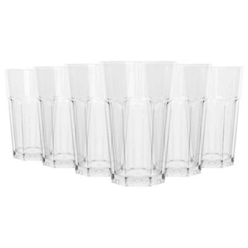 Image of Argon Tableware 400Ml Plastic Highball Glasses - Set Of 6 - Clear Reusable Cocktail Champagne Fizz Cola Tumbler Drinking Cups