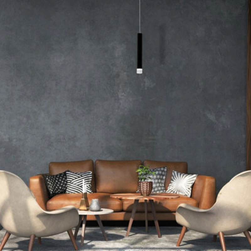 Image of Milagro Carbon Designer Black Built In LED Pendant Light Cylindrical Black unisex