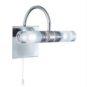 Image of 2 Light Bathroom Wall Light Chrome, Glass IP44, G9