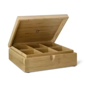 image of Bredemeijer Tea Box in Bamboo with 6 Inner Compartments No Window in Lid in Natu