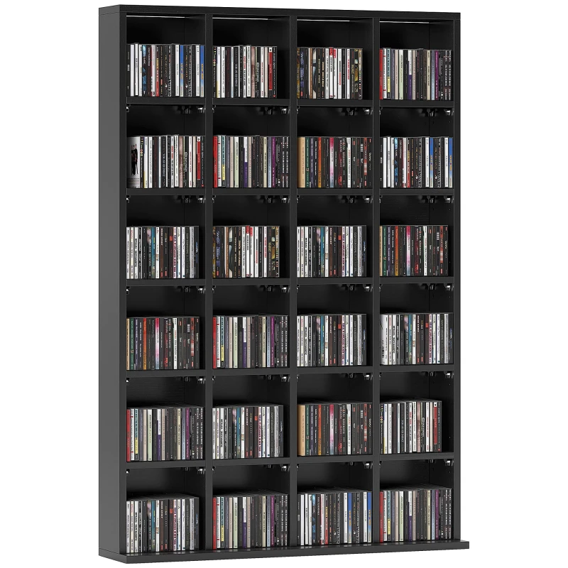 Image of HOMCOM HOMCOM DVD CD Media Storage Rack, Video Display Unit, 89 x 130.5 cm, Black in Natural Natural One Size Unisex 5061025071814