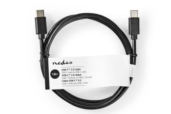 image of Nedis 480 Mbps Sync & Charge USB-C 2.0 Cable - Black, 1m