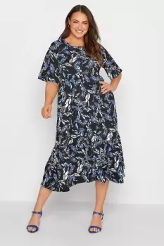 Image of Printed Tiered Midi Dress