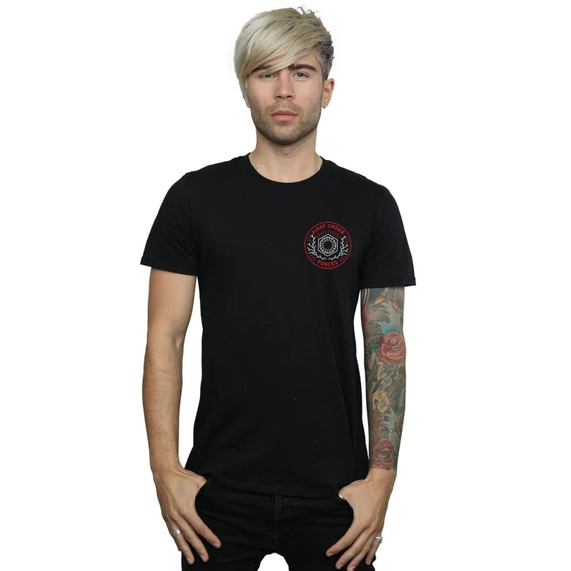 Image of Disney Men Star Wars The Rise Of Skywalker First Order Forces Breast Print T-Shirt in Black Size: Small Black S Male 5059400290394