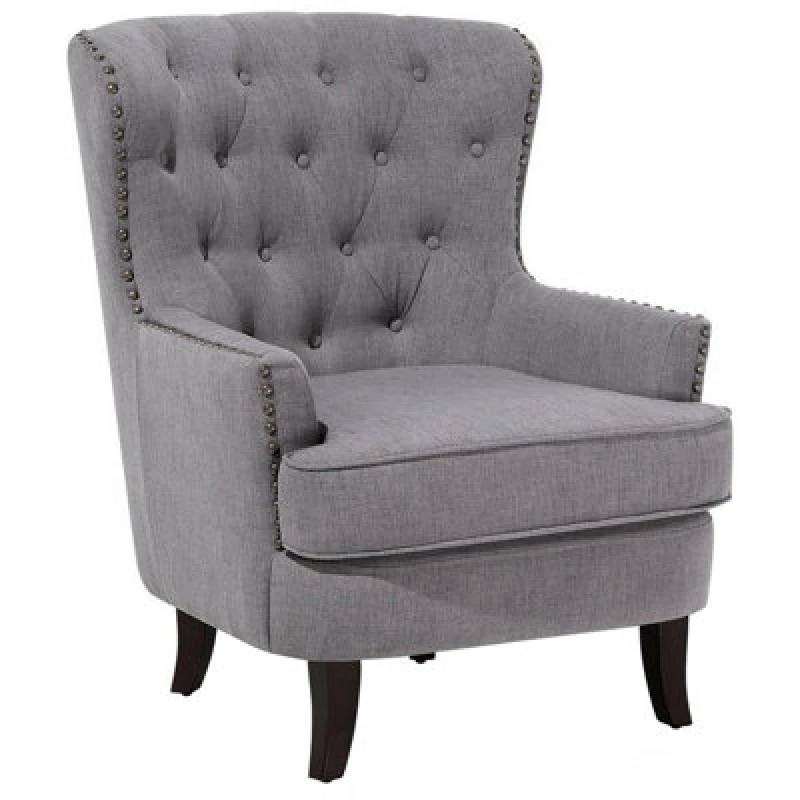 Image of Beliani Fabric Armchair Grey Viborg Ii
