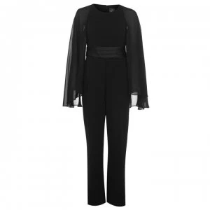 Adrianna Papell Long Sleeve Cape Jumpsuit - BLACK