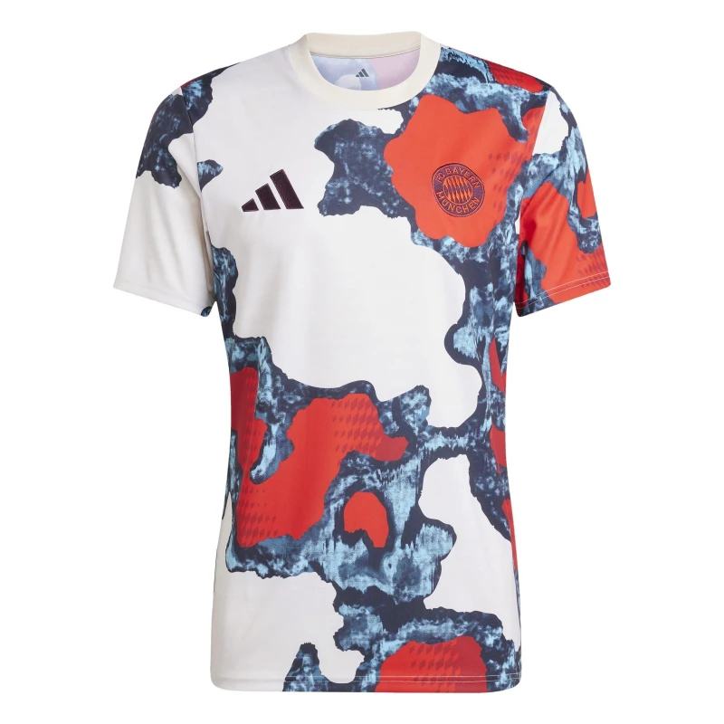 Image of adidas Bayern Munich Prematch Shirt 2024 2025 Adults Red/Aqua male S